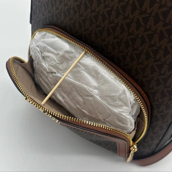 Michael Kors Medium Jaycee Zip Packet Backpack &Double Zip Wallet Wristlet Brown - Picture 8 of 16